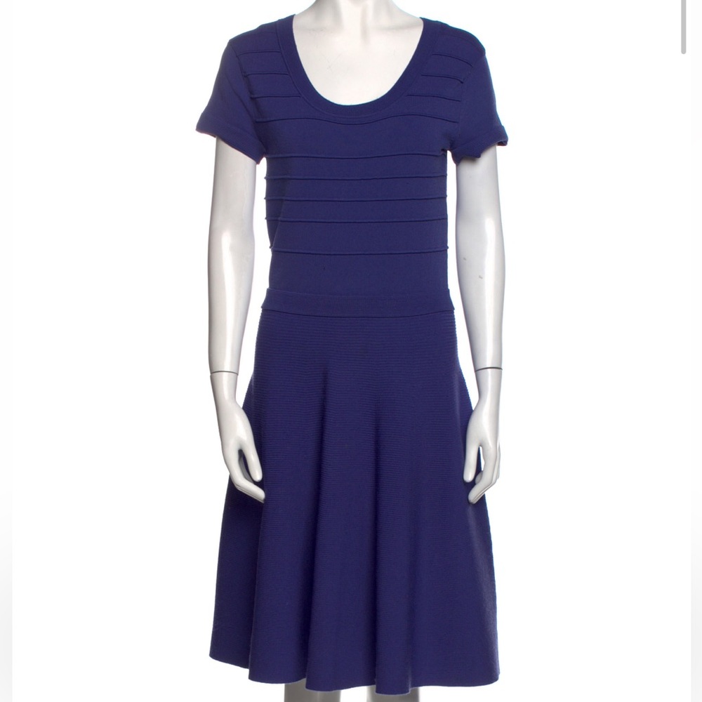 Rebecca Taylor Blue Scoop Neck Knee-Length Dress 👗 Size M 🤩